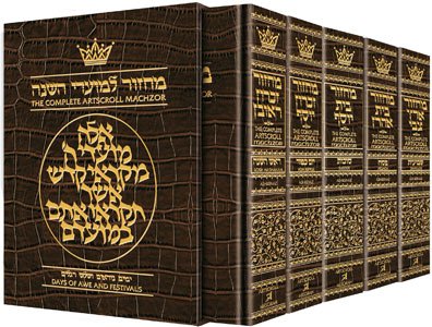 Machzorim 5 Volume Box Set | Ashkenaz | Full Size | Alligator Leather