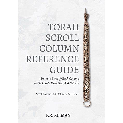 [9781952370250] Torah Scroll Column Reference Guide: Index to Identify Each Column and to Locate Each Parashah/Aliyah