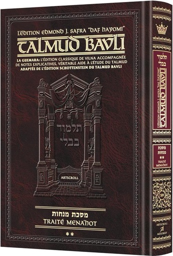 [9781422645420] Menahot – Volume 2 (38a–72b) | Édition française du Talmud | Format Daf Yomi