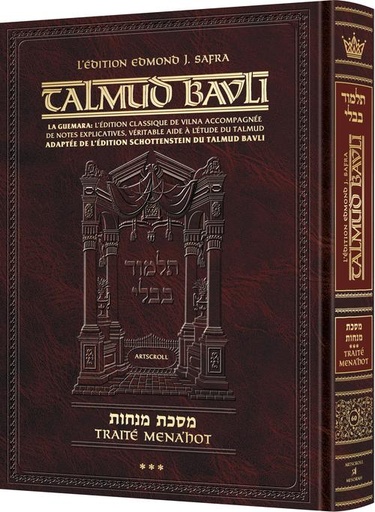 [9781422644867] Menachos Volume 3 (72b-110a) | Édition française du Talmud | Grand format