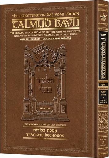 Bechoros Vol 1 (2a-31a) with Menukad Tzuras HaDaf | Schottenstein Daf Yomi Ed Talmud English | Volume 65